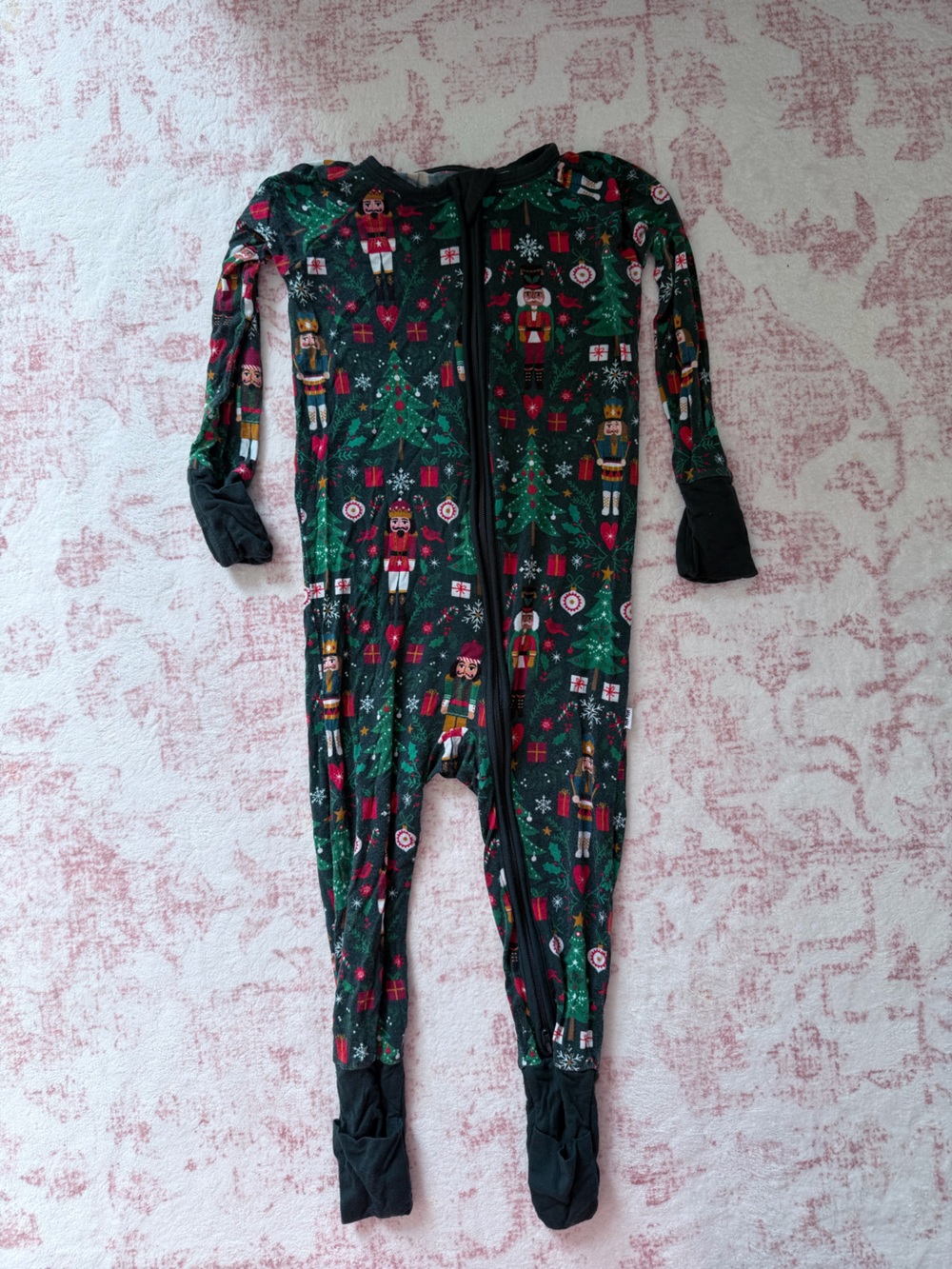 Little Sleepies Green Nutcracker Print Holiday Footed Pajamas